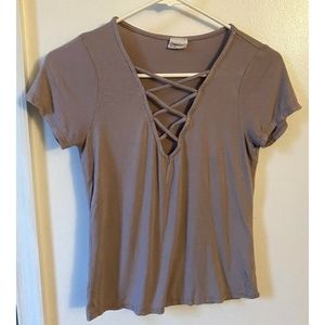 Tilly's Lavendar blouse with criss cross front